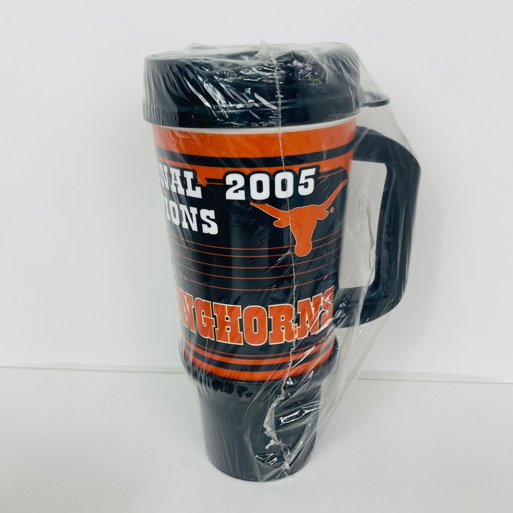Texas Longhorns Travel Mug OS 2005 National Champions Orange NCAA Whirley NEW